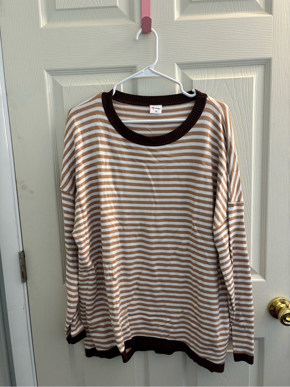 Striped Crewneck Sweater - Brown & Cream